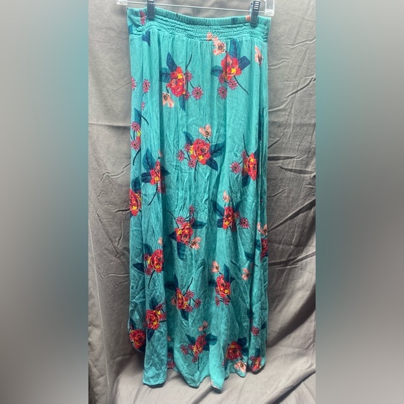 Express Skirt | Express Tropical Wrap Maxi Skirt Color: Blue/Pink Sz XS - Picture 4 of 6